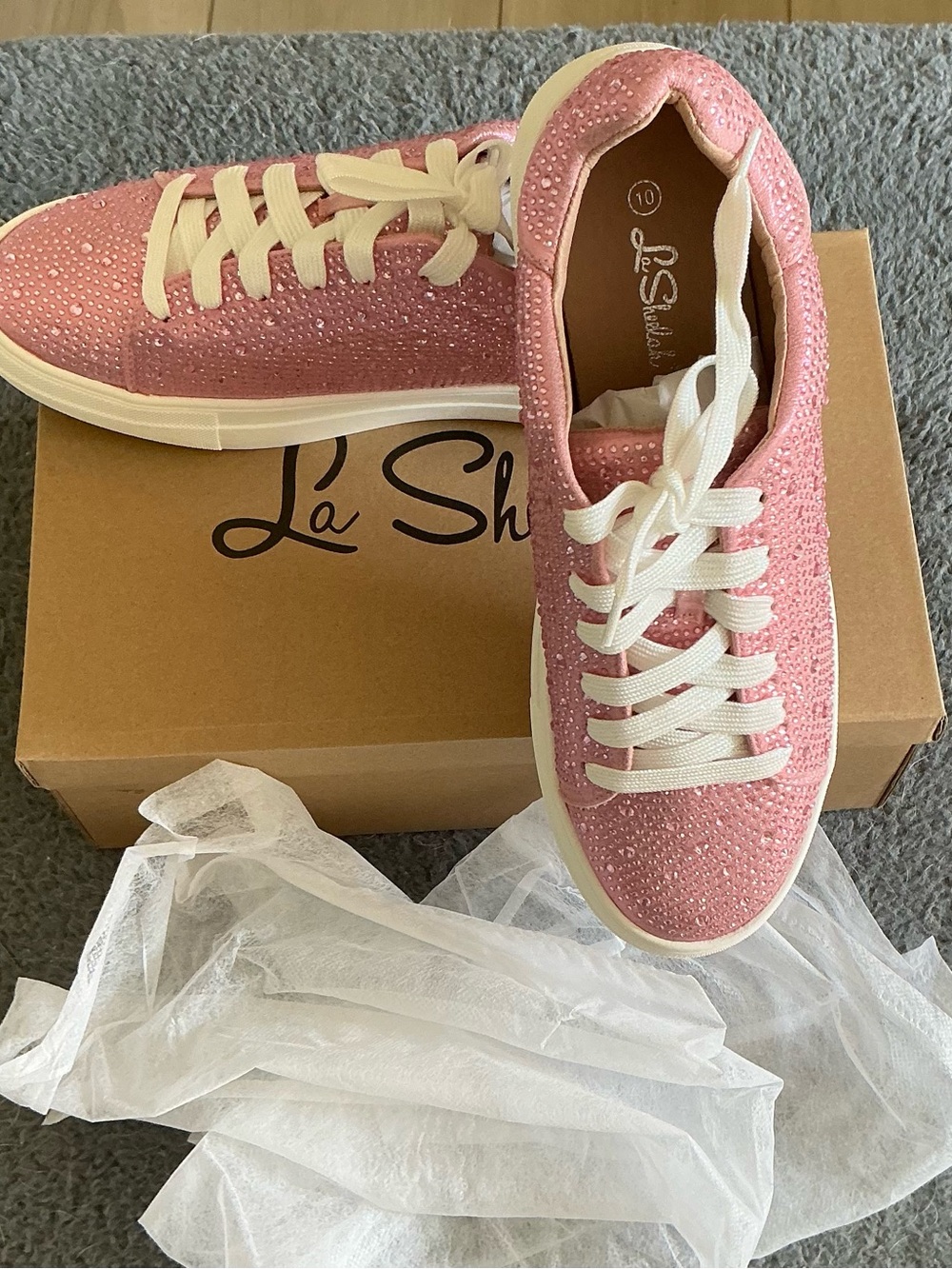 La Sheila Pink Bedazzled Sneakers - New in box
